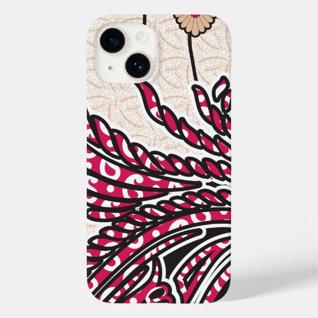 Design decorativa com vermelho vívido e alfinete (Verso)