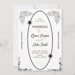 Design do cartão de casamento preto-e-branco