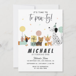 Design do Convite de Aniversário do Partido da Pup