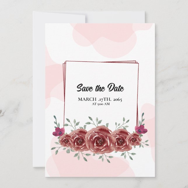 Design do convite de casamento ao quadrado (Verso)