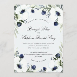 Design do convite do casamento da anêmona da