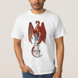 Design do Dragão Vermelho em uma Camisa Branca