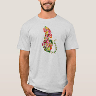 Design do gato de Paisley em camisetas dos homens