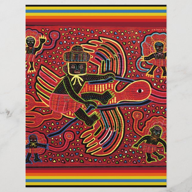 Design do Índio Kuna com Cegonha trazendo Bebê (Frente)