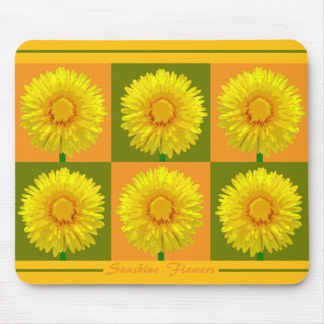 design do Mousepad de Checkboard "Sunshine Flower" (Frente)