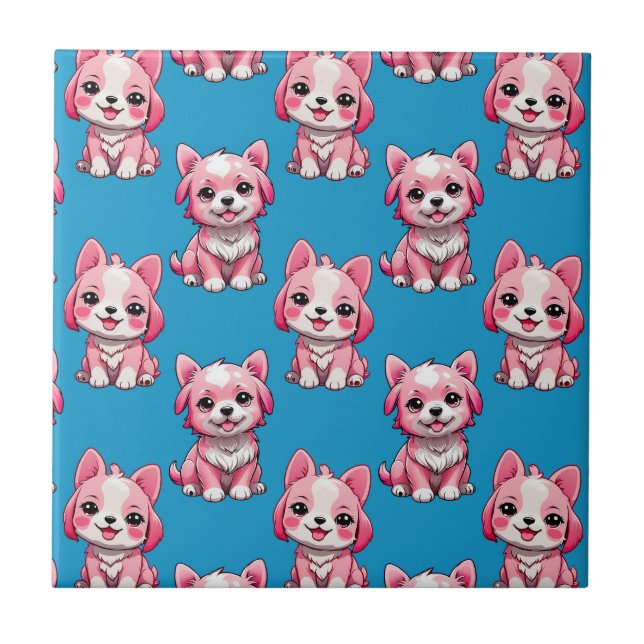 Design do padrão de cachorros cor-de-rosa - azul (Frente)