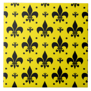 Design do padrão Fleur-de-lis de fundo amarelo
