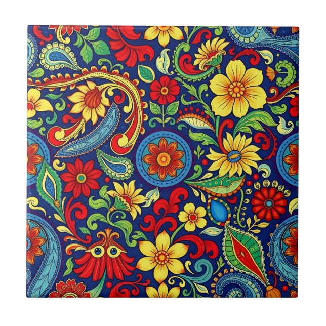 Design do Rainbow Colour Flor Paisley (Frente)