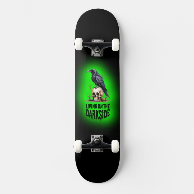 Design do skull Crow Skateboard em Escuro (Frente)