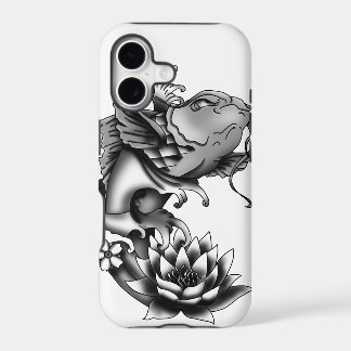 Design do tatuagem dos peixes de Koi com lótus e