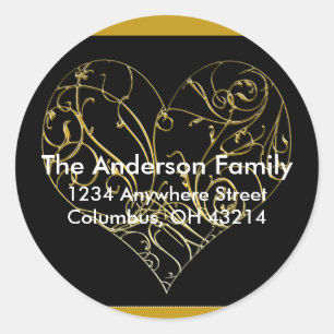 Design Dourado 1 do coração do rolo - etiquetas