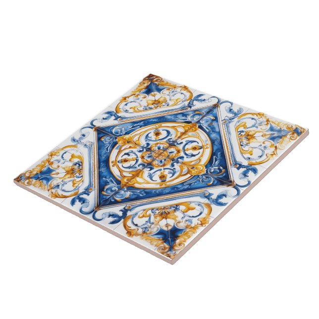 Design Elegante azul e Azulejo Dourado (Lateral)