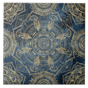 Design elegante Dourado de Mandala Azul