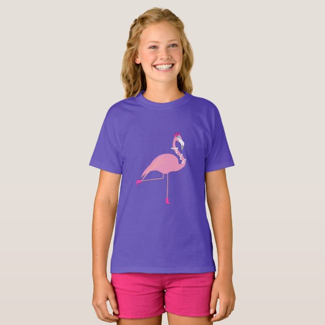 Design Flamingo cor-de-rosa - Camisa T Básica Para (Frente Completa)