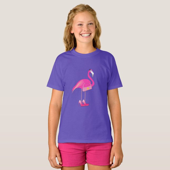 Design Flamingo cor-de-rosa - Camisa T Básica Para (Frente Completa)
