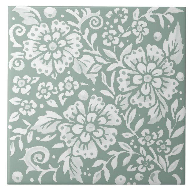 Design Flor Branco Verde bonito (Frente)