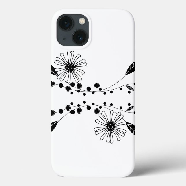 Design Floral Branco e Preto (Verso)
