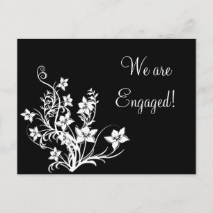 Design floral branco em cartão pretos