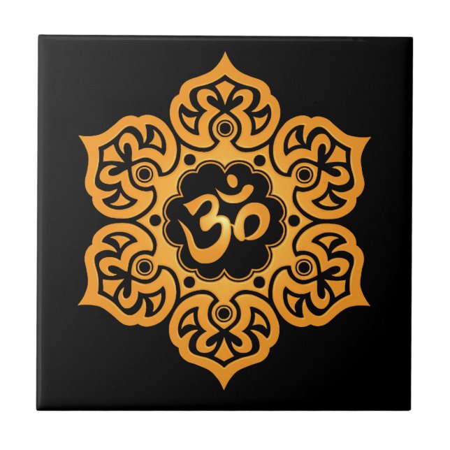 Design floral de Aum, preto do ouro (Frente)
