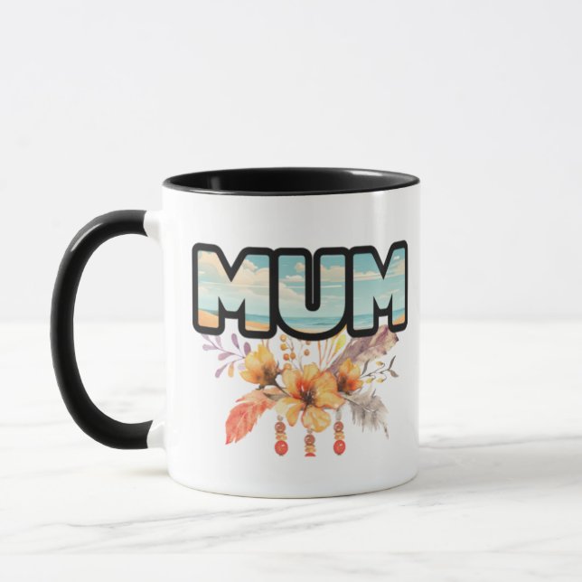 design floral de laranja mãe, caneca de café (Esquerda)