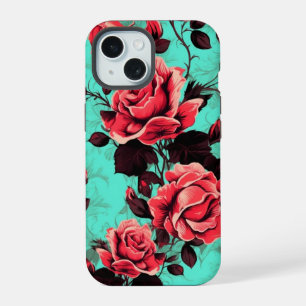 design Floral do iPhone 15 W/ Rosa vermelha