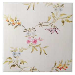 Design floral dos cravos e dos rosas para uma seda