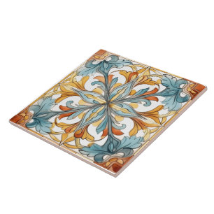 Design floral em Azulejos cerâmicos