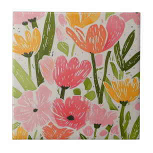 Design Floral Moderno do Meio século Retroativo