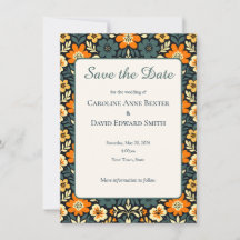 Design Floral Moderno em Azul Verde e Laranja Save
