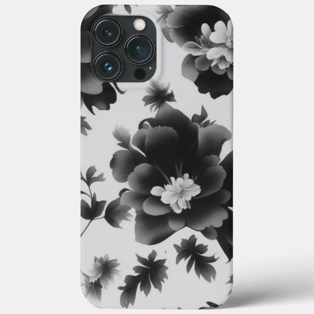 Design Floral preto e branco para iPhone / iPad ca (Verso)