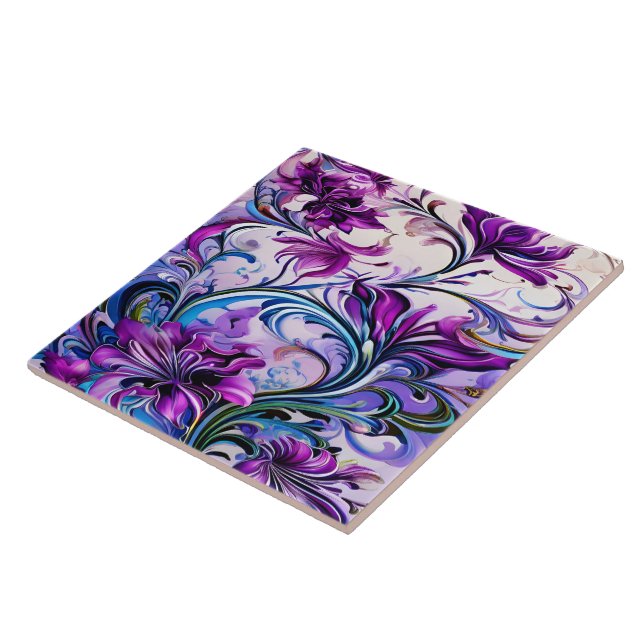 Design Floral Roxo Vibrante no Fundo Elegante (Lateral)