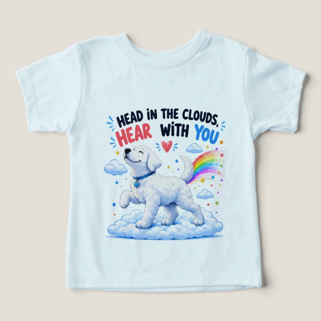 Design Fofo de Cachorro com Cabeça nas Nuvens (Design frontal)
