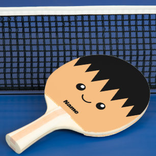 Design fofo de raquete de ping pong com rosto de d