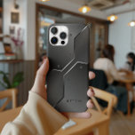 Design Geométrico legal Masculino Metálico<br><div class="desc">Legal textura metálica mácula impressão design moderna. Monograma personalizável</div>