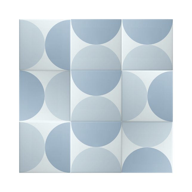 Design Geométrico Simples de Meio Círculos Azul (two tone blue geometric half circle ceramic tiles)