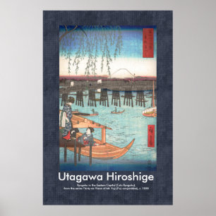 Design Hiroshige Ryogoku Woodblock Impressão