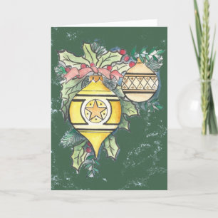 Design II Evergreen e Dourado sobre Cartões Saudáv