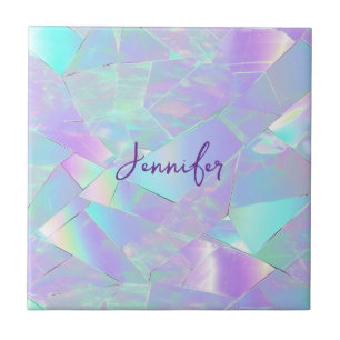 Design Iridescente Azul e Roxo, Nome em Letra