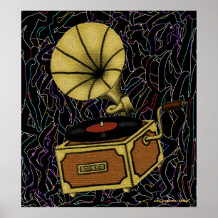Design legal do poster da arte do gramofone do