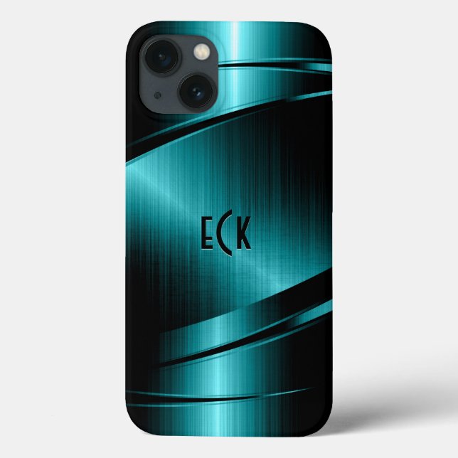 Design Metálico Verde Turquesa Monograma (Verso)