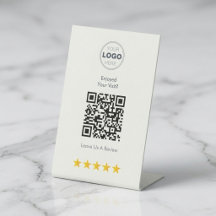 Design Minimalista Branco Moderno de Revisão QR de