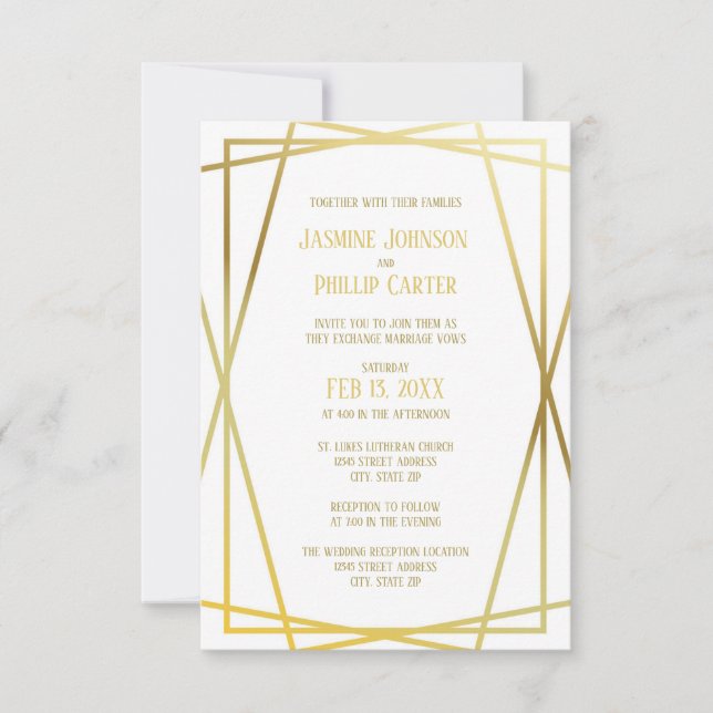 Design Moderno Clássico - Convite de Casamento/Rec (Frente)
