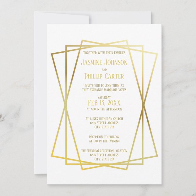 Design Moderno de Meados - Convite de Casamento/Re (Frente)