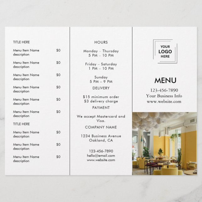 Design Moderno de Menu de Takeout com Fotos para R (Frente)
