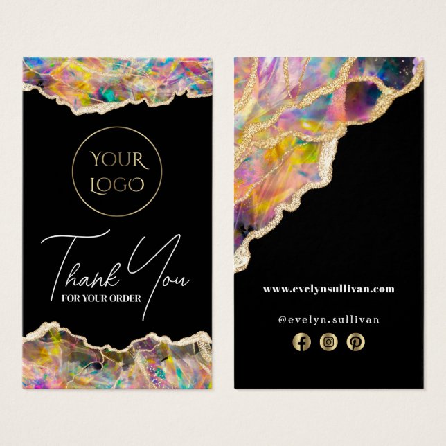 Design opal no folheto informativo preto (Frente & Verso)