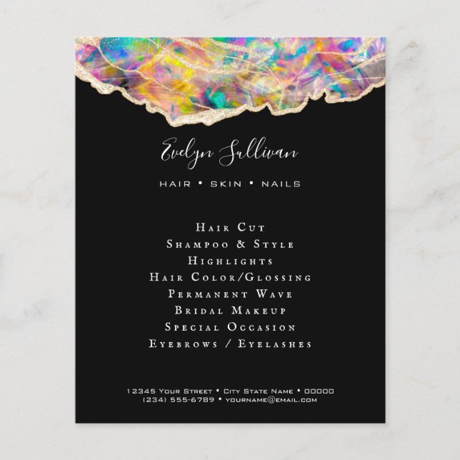 design opal no folheto preto (Frente)