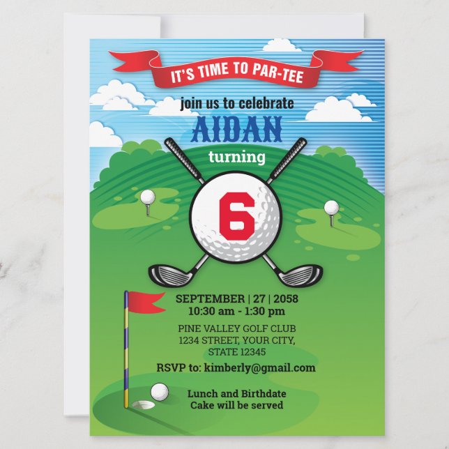 Design Par-Tee de Aniversário do Golf Boy (Frente)