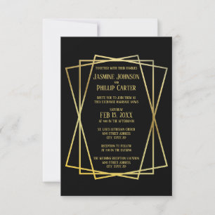 Design Preto do médio do - Convite para Casamento