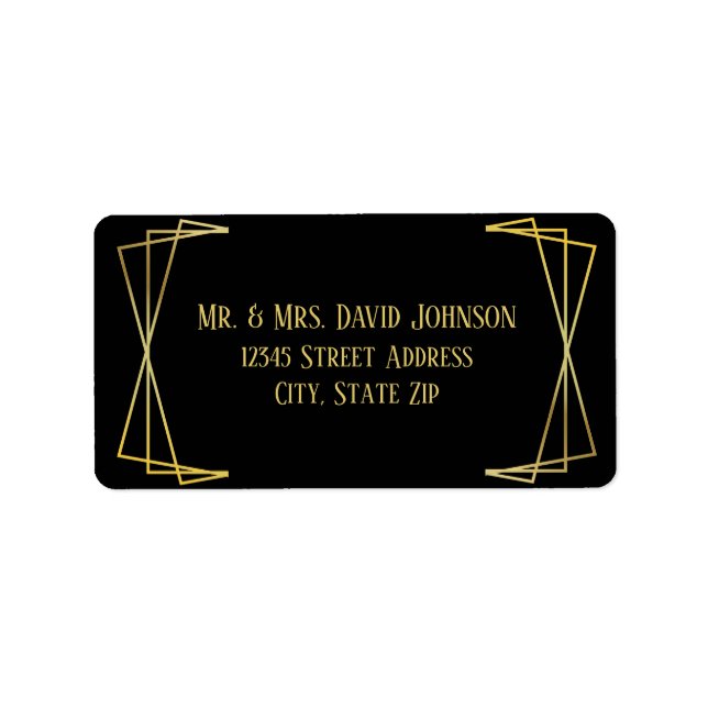 Design Preto do médio - Etiqueta de Endereço (Frente)