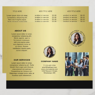 Design preto e dourado, Brochuras com logotipo ou 